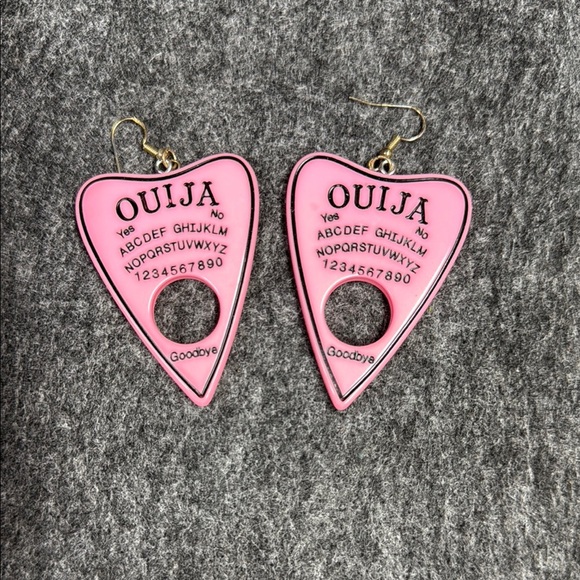 Mystical Pink and Black Planchette Earrings - Picture 3 of 3